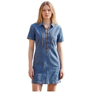 New with tags: Blank NYC Denim Lace-Up Short Sleeve Dress